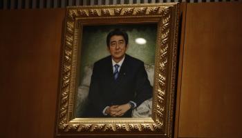 Portrait of the late former Prime Minister Shinzo Abe (Rodrigo Reyes Marin/AP/Shutterstock)