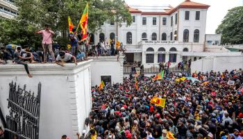 Protesters storming the president's official residence on July 9 (Chamila Karunarathne/EPA-EFE/Shutterstock)