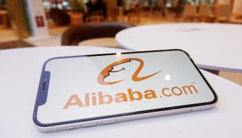 Alibaba logo is displayed on a smartphone screen (Sheldon Cooper/SOPA Images/Shutterstock)