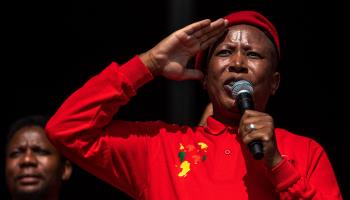 EFF leader Julius Malema at a campaign rally in advance of the 2021 municipal elections (Themba Hadebe/AP/Shutterstock)