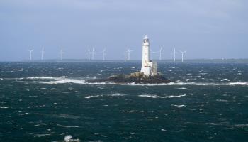 Wind farm turbines off the coast of Wexford, Ireland (Environmental Images/Universal Images Group/Shutterstock)
