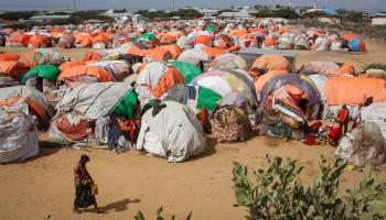 Somalis fleeing drought establish a makeshift camp on the outskirts of Mogadishu, June 4, 2022 (Farah Abdi Warsameh/AP/Shutterstock)