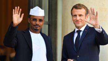 Chadian interim President Mahamat Deby and French President Emmanuel Macron (Liewig Christian/ABACA/Shutterstock)