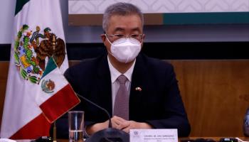 Chinese Ambassador Zhu Qingqiao attends a meeting at the Mexican Chamber of Deputies. March 22, 2022 (Luis Barron/Eyepix Group/Shutterstock)