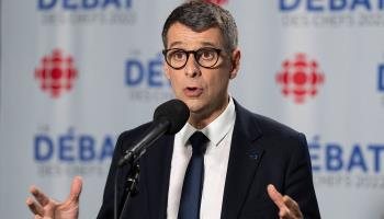 Quebec Conservative leader Eric Duhaime speaks in Montreal, September 22, 2022 (Canadian Press/Shutterstock)