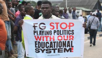 Students protest closure of universities as academic staff strike, September (Akintunde Akinleye/EPA-EFE/Shutterstock)