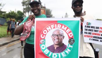 Supporters of presidential contender Peter Obi in Lagos (Akintunde Akinelye/EPA-EFE/Shutterstock)