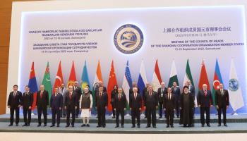The group photo from last month's Shanghai Cooperation Organisation summit in Samarkand (APAimages/Shutterstock)
