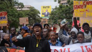 Protestors take to the streets over the rising cost of living ahead of Kenya's elections, May 17, 2022. (John Ochieng/SOPA Images/Shutterstock)