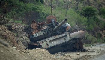 A tank destroyed during earlier fighting in Tigray, May 11, 2021 (Ben Curtis/AP/Shutterstock)