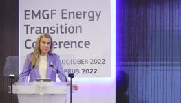 EU Energy Commissioner Kadri Simson tells the East Mediterranean Gas Forum conference that natural gas from undersea deposits in the Eastern Mediterranean could help replace diminished Russian supplies at an "accelerated pace", Nicosia, October 14 (Andreas Loucaides/AP/Shutterstock).