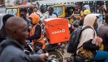 A Jumia delivery dispatch in traffic in Lagos, Nigeria (Shutterstock)