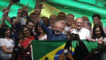 President-elect Luiz Inacio Lula da Silva (c) delivers a victory speech in Sao Paulo (Chine Nouvelle/SIPA/Shutterstock)