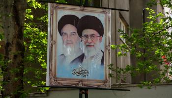 Picture of Ayatollah Ruhollah Khomeini and Supreme Leader Ayatollah Ali Khamenei, Tehran, April 2020 (Shutterstock/Farzad Frames)