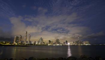 The Panama City skyline at night. November 9, 2022 (Arnulfo Franco/AP/Shutterstock)