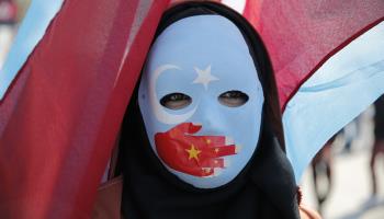 Ethnic Uighurs protesting near the Chinese consulate in Istanbul (Shutterstock)