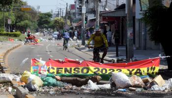 A blockade set up by protesters, demanding a census be carried out in 2023. Santa Cruz, November 7, 2022. (Juan Carlos Torrejon/EPA-EFE/Shutterstock)