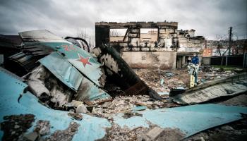 Wreckage of a Sukhoi Su-34 plane downed by Ukrainian air defence systems (Nicola Marfisi/AGF/Shutterstock)