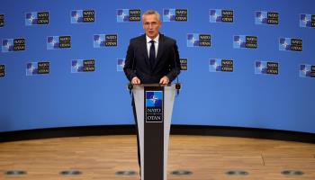 NATO Secretary General Jens Stoltenberg addresses a press conference at NATO headquarters where ambassadors from the 30 NATO nations were gathered for emergency talks after Poland said a Russian-made missile had fallen on its territory, killing two people, Brussels, November 16 (Olivier Matthys/AP/Shutterstock)
