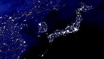 Satellite view of Japan and neighbouring countries at night (Shutterstock)