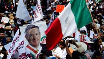 Demonstrators attend a pro-AMLO rally in Mexico City, November 27 (Jorge Nunez/ZUMA Press Wire/Shutterstock)