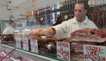 A butcher's shop in Budapest, January 2022 (Chine Nouvelle/SIPA/Shutterstock)