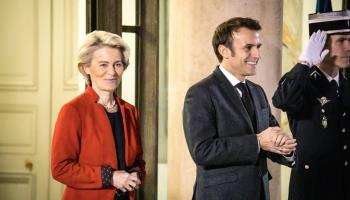 European Commission President Ursula von der Leyen and French President Emmanuel Macron (Gabrielle Cezard/SIPA/Shutterstock)