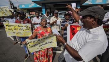 A protest by public and private sector workers over the 2023 budget and the economic crisis (Chamila Karunarathne/EPA-EFE/Shutterstock)