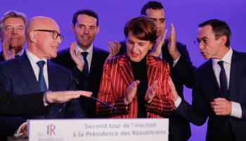 New leader of France's Les Republicains party. Eric Ciotti (left) (Vernier Jean-Bernard/JBV News/ABACA/Shutterstock)