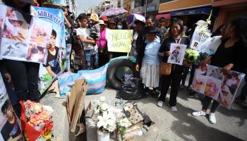 The funeral of some of the protesters killed in clashes in Ayacucho (Miguel Gutierrez/EPA-EFE/Shutterstock)