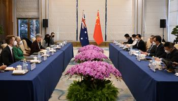 China's foreign minister hosts his Australian counterpart in Beijing, December 21, 2022 (Lukas Coch/EPA-EFE/Shutterstock)