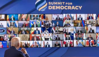 President Biden speaks at the virtual Summit for Democracy in December 2021 (Pool/ABACA/Shutterstock)