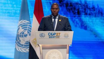 Central African Republic President Faustin Archange Touadera speaks at the COP27 UN Climate Summit (Nariman El-Mofty/AP/Shutterstock)