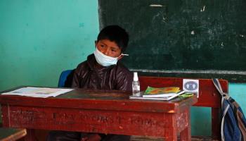 A Bolivian primary school pupil during the COVID-19 pandemic (Juan Karita/AP/Shutterstock)