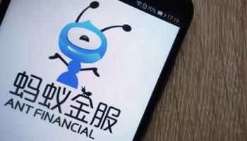 Ant Financial logo on a smartphone screen (Shutterstock)