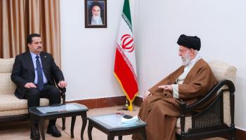 Prime Minister Mohammed al-Sudani meets Iranian Supreme leader Ayatollah Ali Khamenei (Iranian Supreme Leader's Office/ZUMA Press Wire/Shutterstock)