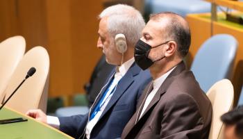 Caption Iran's foreign minister Hossein Amir-Abdollahian, UN General Assembly, New York, United States, September 21, 2022. (Shutterstock)