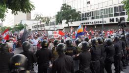 A street protest against President Dina Boluarte's government in Lima (Shutterstock)