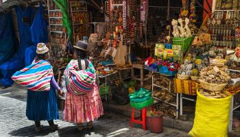 Two women shop in central La Paz, Bolivia (Shutterstock)