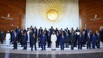 Leaders gather for a group photo at the African Union Summit in Addis Ababa, Ethiopia, February 17 (Uncredited/AP/Shutterstock)