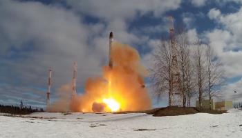 The first launch of the Sarmat, Russia's new 'super-heavy' intercontinental ballistic missile, April 2022 (EyePress News/Shutterstock)