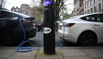 An electric vehicle charging point in London (Andy Rain/EPA-EFE/Shutterstock)