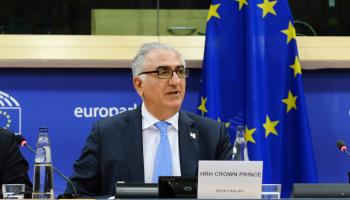 Former Crown Prince Reza Pahlavi at the European Parliament, Brussels, Belgium,  March 1, 2023.(Shutterstock)