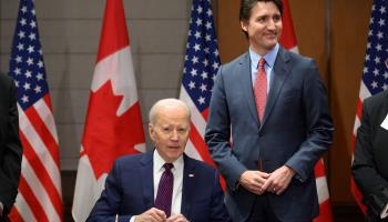 President Biden with Prime Minister Trudeau on Parliament Hill in Ottawa, March 24, 2023 (Canadian Press/Shutterstock)