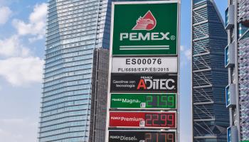 A Pemex petrol station in Mexico City. May, 2021.(Shutterstock)