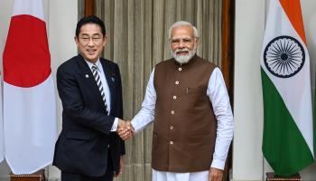 Japanese Prime Minister Fumio Kishida (left) meeting Indian counterpart Narendra Modi (right) in Delhi last month (Raj K Raj/Hindustan Times/Shutterstock)
