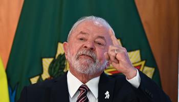 President Luiz Inacio Lula da Silva speaking on his 100th day in office (Andre Borges/EPA-EFE/Shutterstock)