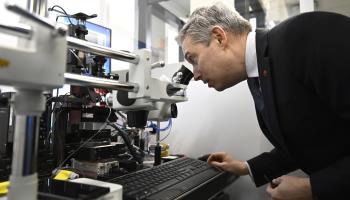 Canada's Minister of Innovation, Science and Industry Francois-Philippe Champagne on a tour of a semiconductor company in Ottawa, March 27, 2023 (Canadian Press/Shutterstock)