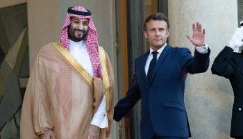 Saudi Crown Prince and Prime Minister Mohammed bin Salamn meets French President Emmanuel Macron, Paris, France July 28, 2022 (Shutterstock)