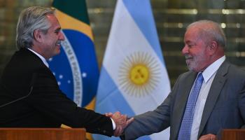 President Lula da Silva (r) meets his Argentine counterpart Alberto Fernandez in Brasilia (Andre Borges/EPA-EFE/Shutterstock)